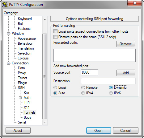 Configuracion putty